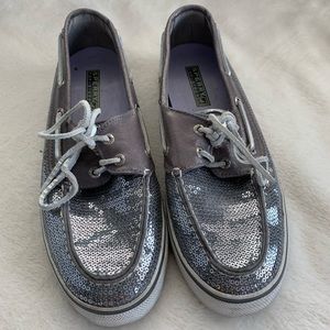 Sperry’s Top-Sider Silver Sequin Women’s Shoes Sz9